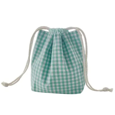 Green Printing Cotton Mesh Shopping Gift Jewelry Pouch Custom Canvas Grocery Drawstring Jewelry Bag for Christmas