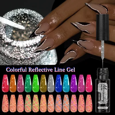 Cross-border Hot-selling Nail Art Loose Rhinestone Glue Fluorescent Reflective Transparent Glitter Line-drawing Gel Gel