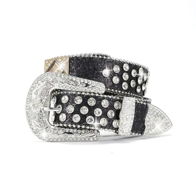 New Decorative Women's Belt Female Rhinestones Fashion Korean Version Full Diamond Inlaid Diamond Pu Wide Crystal Belt