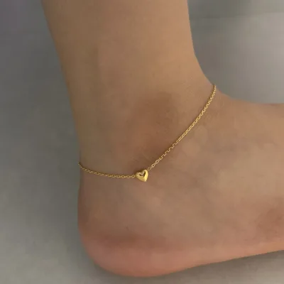 Non Tarnish Stainless Steel Tiny Heart Anklet Summer Waterproof Gold Plated Anklet for Women Girl