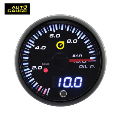 52mm White and Amber 2 Colors High Quality LED Backlight Oil Pressure Gauge with Warning