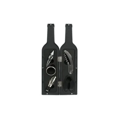 Hot Selling 5pcs Wine Accessories Gift Set in ABS Bottle Shape case