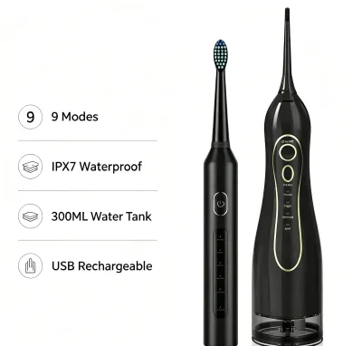 Eisler T5+F5 Dental Care Bundle Electric Sonic Toothbrush + Cordless Oral Irrigator 9 Modes 300ML Tank OEM Custom