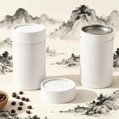Printed Recyclable Good Sealing Food Kraft Cardboard Tube Box Paper Cylinder Packaging Food Grade Paper Tube for Coffee Bean tea