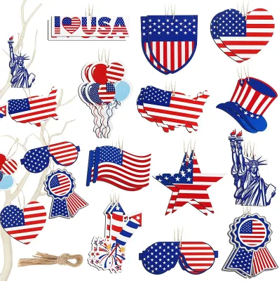 Fashion Party American Flag Tree Decoration Patriotic Independence Day Hanging Ornaments