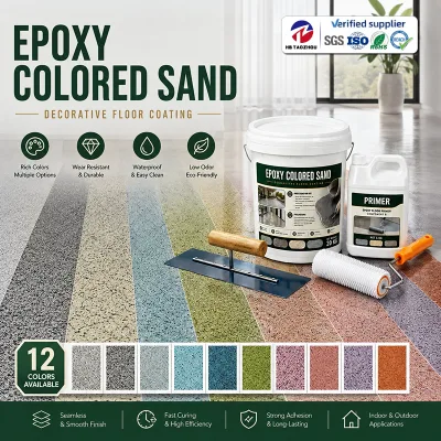 Epoxy Colored Sand Self Leveling Floor in Various Colors for Kitchen Waterproof Oil Proof Grease Resistant Durable