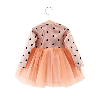 Fall New Glitter Star Voile Solid Knit Princess Frock Design Kids Clothing Baby Girl Dress
