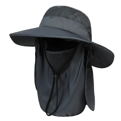 Summer Sunscreen Hat Men's Fishing Bucket Hat with Detachable Neck Mask for Ultraviolet protection