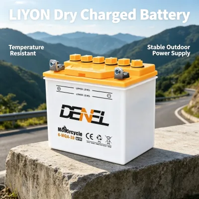 New DENEL 6-MQA-28 12V Dry Charged Motorcycle Battery 23Amps High Purity Lead Powder Low Self-Discharge 1 Year Warranty