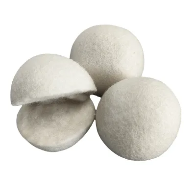 Handmade 100% Organic Wool Drying Balls Custom Logo Tumble Dryer & Odorless Laundry Balls Wool Discs Packaged in Cotton Bag