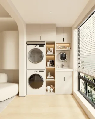 Hot Balcony Washing Machine Integrated Cabinet Bathroom Cabinet Light Luxury Bathroom Washbasin Cabinet Custom Products