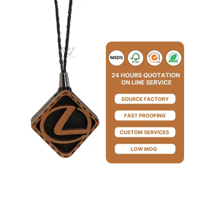 Wholesale Custom Logo Solid Wood Hanging Car Air Freshener Long Lasting Felt Refill Odor Eliminator Factory Direct