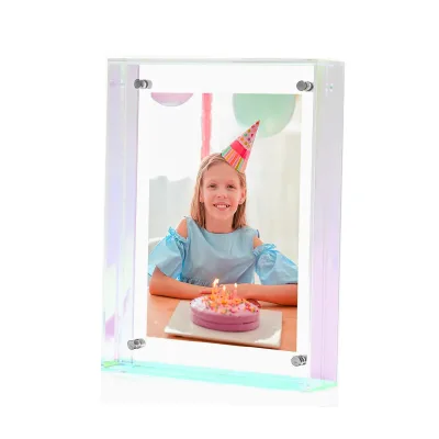 1pc Square Acrylic Photo Frame Set Colorful Transparent Mini Frame Simple Design 54x86mm Picture Size Multi-printing Options