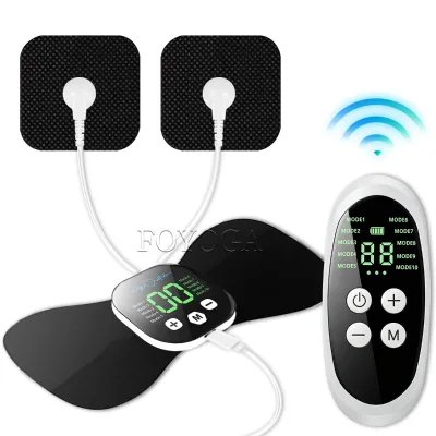 Portable Wireless Neck & Shoulder EMS Massager with Heating 8 Modes 30 Levels Rechargeable Remote Control for Travel Office Use