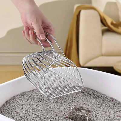 Full Metal Stainless Steel Multipurpose Easier Cleaning Cat Litter Scoop Cats Litter Shovel