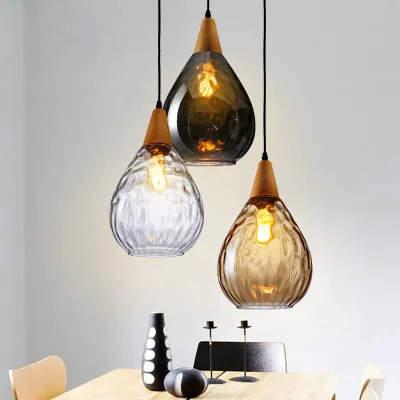 Vintage Decorative Coffee Bar Glass Pendant Light Black Amber Clear Color