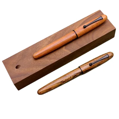 Logo Engraving Wooden Fountain Pens High End Classic Gift Walnut Bent Nib Pen Premium Rosewood Calligraphy Fountain Pen