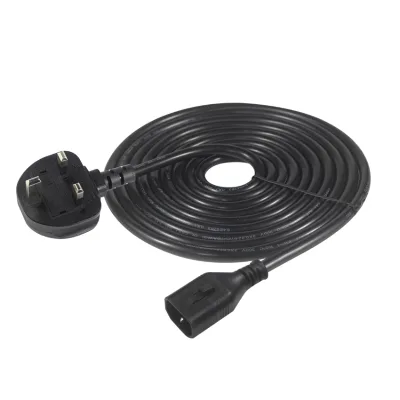 UK 3 Pin BS Male Auto Lock Power Cord British 10A 220V AC Home Appliance IEC 60320 C14 Connector IP11 Level