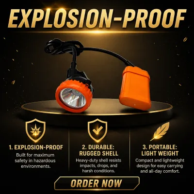 IP67 Waterproof 6000K Daylight Alert LED Mining Light Rechargeable Battery Dimmable Portable Long-lasting 50000 Hours Lifespan