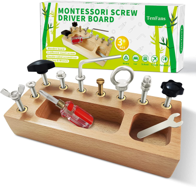 Educational Sensory Toys Montessori Screw Driver Board Wooden Educational Toys Montessori Screw Games