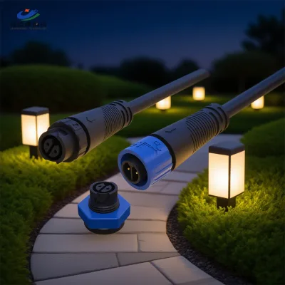 Outdoor LED Lighting and DC Power Supply Quick Push Lock M12 2 Pin IP67 IP68 Waterproof Connector Cable