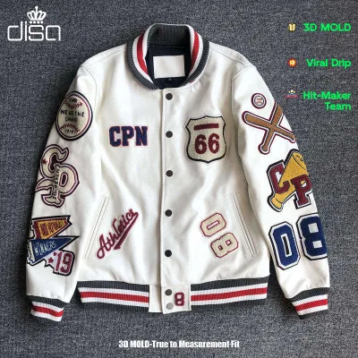 Customised Cropped Varsity Jacket for Men 6XL Rabbit Zipper Autumn Casual Embroidered Baseball Coat Crocheted Patch Fashionable