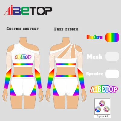 OEM  Custom Cheerleading Cheer Training Wear Cheer Wear Rhinestones logo Sport Crops Tanks and Skorts