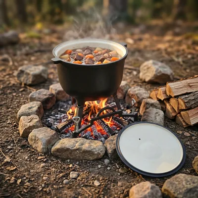 Outside 5/8/10/15L Cast Iron Hunting Kettle Hungarian Pot for Campfire