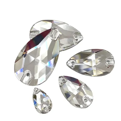 7*12/10.5*18/13*22mm Drop Garment Decoration Flatback Two-hole Beads Crystal Sew on Rhinestones