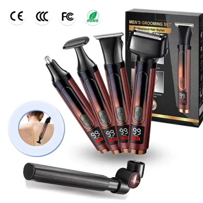 Wholesale 4 in 1 Digital Display Men's Grooming Kit Foldable Extendable Back Hair Trimmer Body Nose Beard Shaver