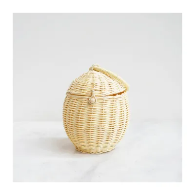Little Rattan Children's Handbag - Egg-shaped Basket - Natural Children's Toy - Handmade Storage Basket