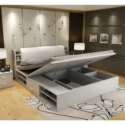 New Designed Panel Wooden King Size Bed Designed With Box