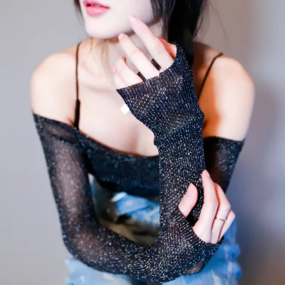 Women's Glitter Sleeveless Party Clubwear Bodycon Strapless Long Sleeved Fishnet Fitted Shirts Tops Bodysuits