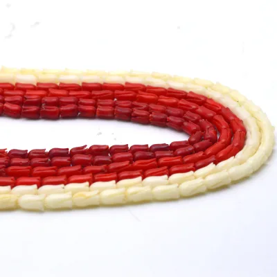 4*6mm Wholesale Natural Faceted Loose Red White Tulip Flower Shape Coral Stone Beads for Jewelry Making
