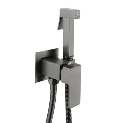 Single Handle High Quality Gun Gray Square Wall Mounted Bidet Sprayer