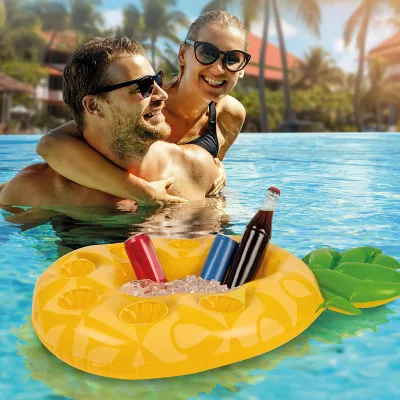 Wholesale New Inflatable PC Plastic Water Ice Bar Large Cup Holder Self Service Party Floating Portable Beverage Holder Porous