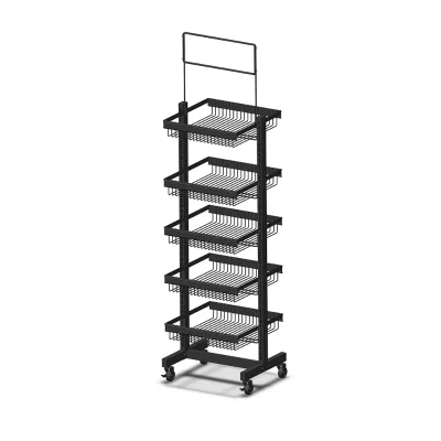 Customized Light-Duty Steel Floor Display Stand with 5 Shelves for Retail Stores-Freestanding 44x40x10cm
