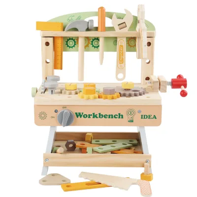 Early Education Kids Repair Tools Set Toy Play Pretend Toolbox Screw and Nut Disassembly and Assembly Montessori Wooden Tool Box