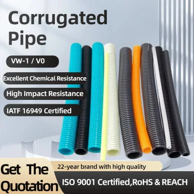 PA6 Nylon Corrugated Cable Conduits for Automotive Wire Harness - IATF 16949 Certified V0 Flame Retardant Flexible Pipe