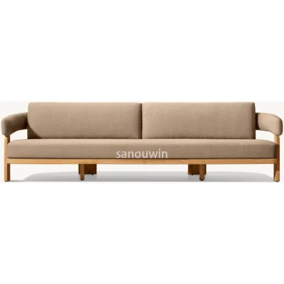 Luxury Teak Outdoor Sofa with Weatherproof Cushioned Armrests Ergonomic Design for Garden Lounging