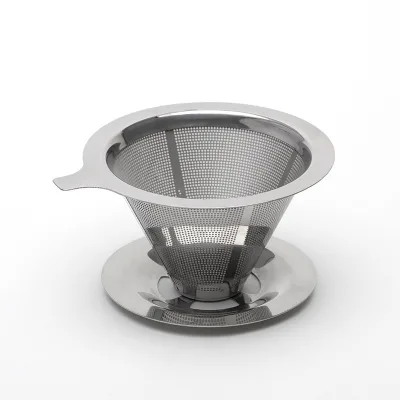 Small Size Stainless Steel Coffee Funnel Dripper Double Filter Paper Hand Made Hand Ground Coffee Filter for Tea and Coffee