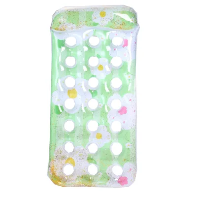 Adult PVC Inflatable Floating Bed & Lounger with Sequined Small Flower Perforation for Swimming Pool