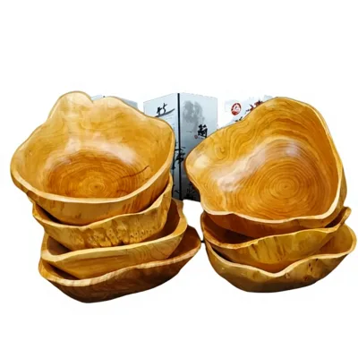 Irregular-Shaped Eco-Friendly Wooden Bowl for Home Decor Large Salad & Fruit Serving Bowl for Parties