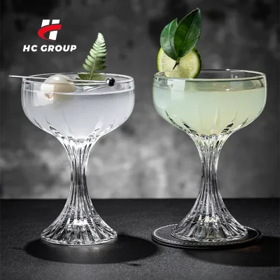 Modern Luxury Wide Mouth Champagne Glasses Vintage Engraved Glass Unbreakable Cocktail Glasses