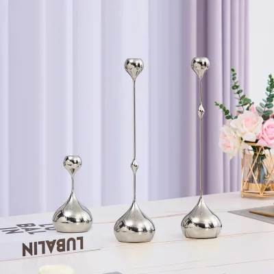Creative Water Drop Silver Candlestick Wedding Table Centerpieces Candle Holder Gold Geometric Candle Holder Wedding Decoration