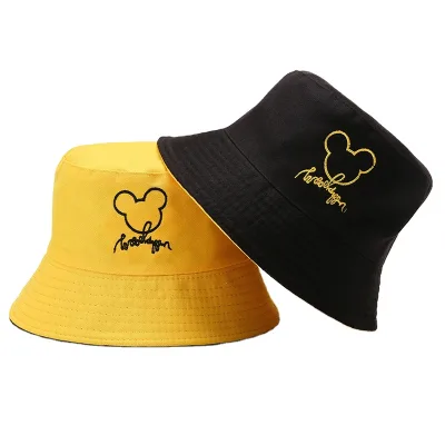 Fashion Unisex Double-sided Bucket Hats in Beach Sun Hat Street Head Wear Fisherman Outdoor Hat