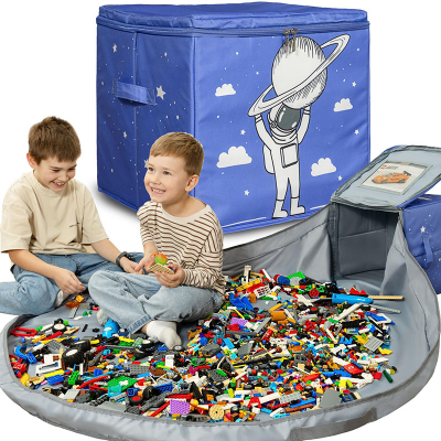 Eco-Friendly Storage Bag & Toy Box Folding Customized Portable Toy Organizer Box With Play Mat Toy Storage Organizer Boxes