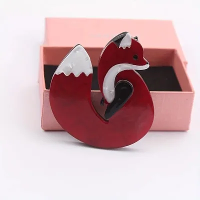Handmade Fashion Animal Accessories Acrylic Cartoon Fox Brooch Clothing Bag Badge