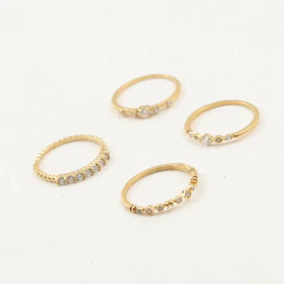 Stackable Geometric  Zircon Rings 18K Gold Plated Zircon Knuckle Ring Finger Stainless Steel Ring for Women