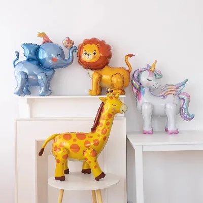 New Elephant lion Jungle Animal Standing Foil Balloon for Children's Birthday Jungle Theme Party Decoration Cartoon Foil Globos